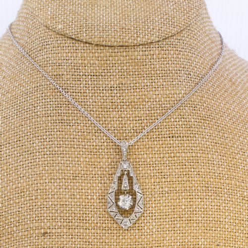 fig 2. Edwardian 0.93 Carat Old Cut Diamond Pendant, circa 1910