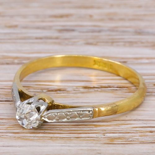 Art Deco 0.20 Carat Old Cut Diamond Engagement Ring, Circa 1930
