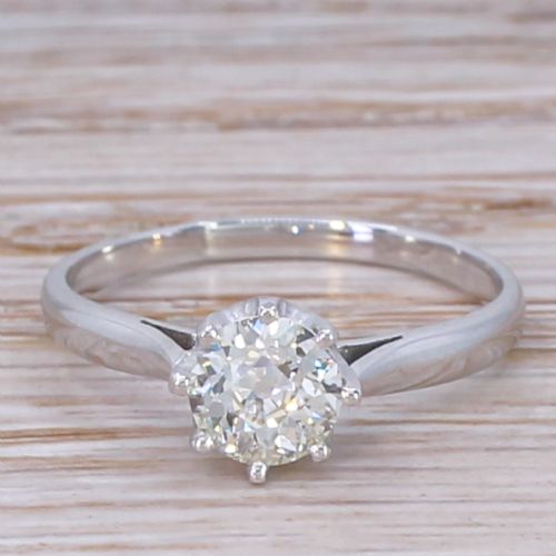 fig 1. Art Deco 0.74 Carat Old Cut Diamond Engagement Ring, circa 1940