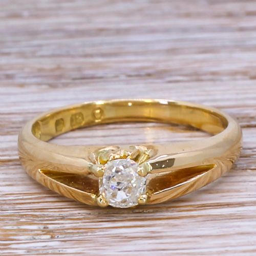 fig 1. Victorian 0.52 Carat Old Cut Diamond Solitaire Ring, circa 1900