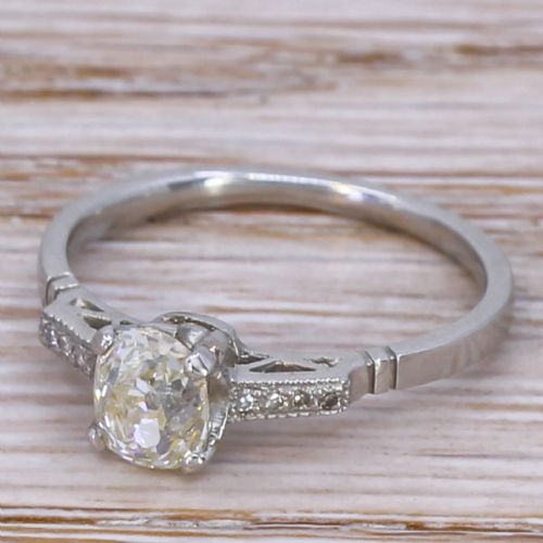 Art Deco 0.85 Carat Old Cut Diamond Engagement Ring, Circa 1925