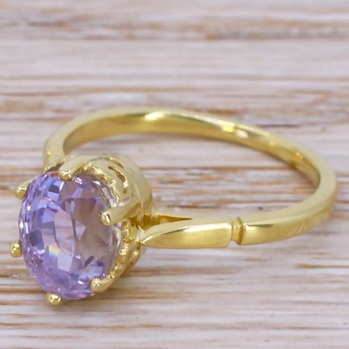Mid Century 3.73 Carat Ceylon Purple Sapphire Solitaire Ring, Circa 1950