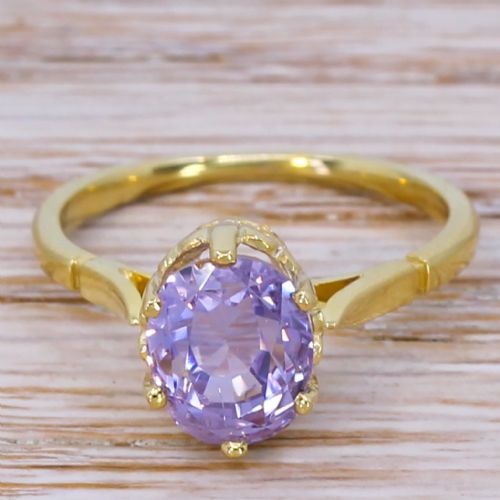 fig 1. Mid Century 3.73 Carat Ceylon Purple Sapphire Solitaire Ring, circa 1950