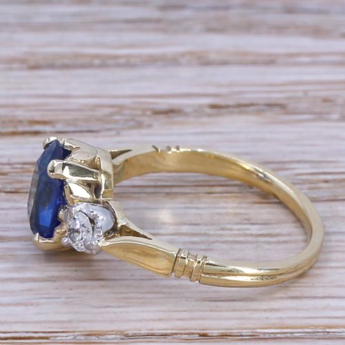 fig 2. Art Deco 2.28 Carat Natural Ceylon Sapphire & Diamond Ring, circa 1920