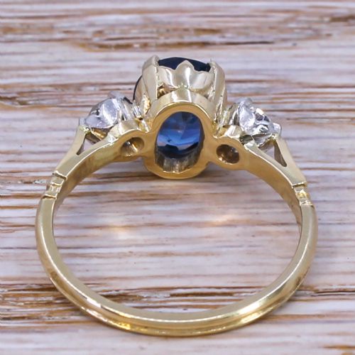fig 3. Art Deco 2.28 Carat Natural Ceylon Sapphire & Diamond Ring, circa 1920