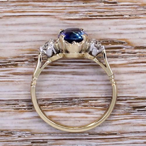 fig 4. Art Deco 2.28 Carat Natural Ceylon Sapphire & Diamond Ring, circa 1920