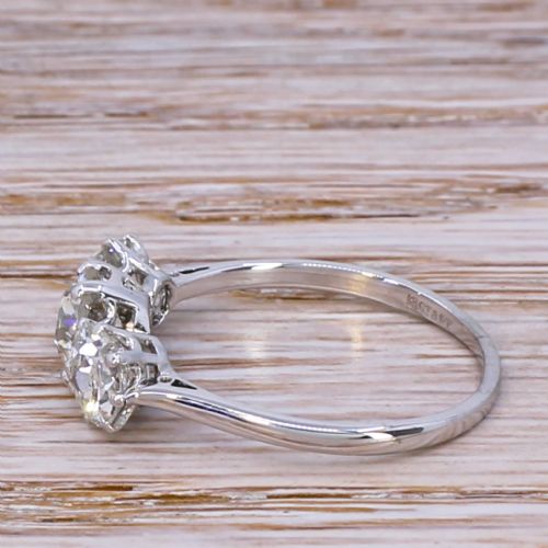 fig 2. Art Deco 2.05 Carat Old Cut Diamond Trilogy Ring, circa 1940