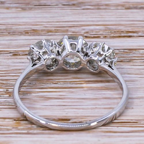 fig 3. Art Deco 2.05 Carat Old Cut Diamond Trilogy Ring, circa 1940