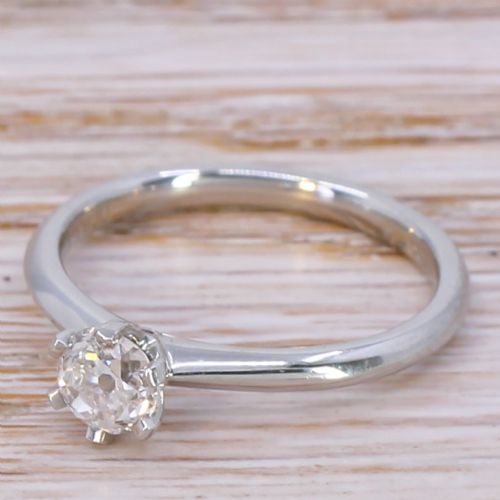 0.54 Carat Old Cut Diamond Engagement Ring, Platinum
