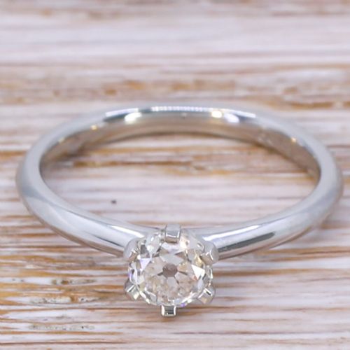 fig 1. 0.54 Carat Old Cut Diamond Engagement Ring, Platinum