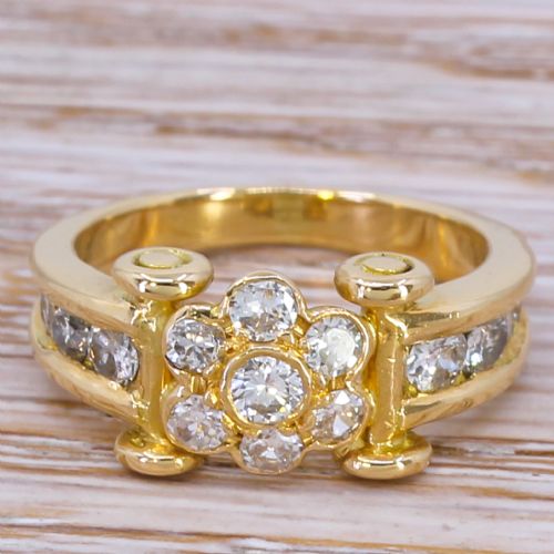 fig 1. Mid Century 0.90 Carat Old Cut Diamond Cluster Ring