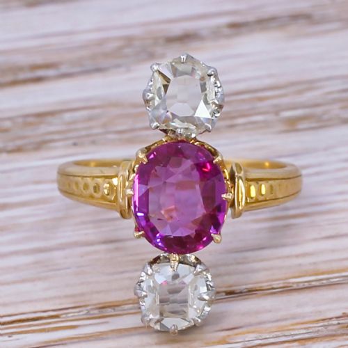 fig 1. Edwardian 1.37 Carat Burma Ruby & Rose Cut Diamond Ring, circa 1905