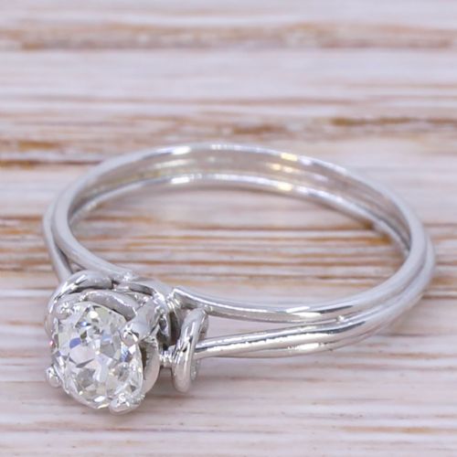 Mid Century 0.62 Carat Old Cut Diamond Engagement Ring, Circa 1960
