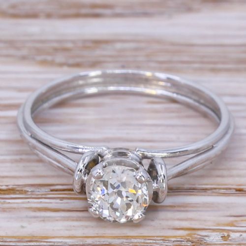fig 1. Mid Century 0.62 Carat Old Cut Diamond Engagement Ring, circa 1960