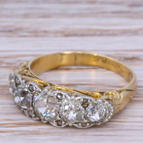 Victorian 2.04 Carat Old Cut Diamond Five Stone Ring, Circa 1900