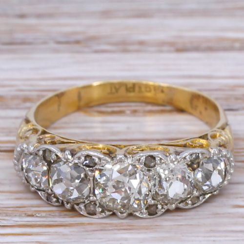 fig 1. Victorian 2.04 Carat Old Cut Diamond Five Stone Ring, circa 1900