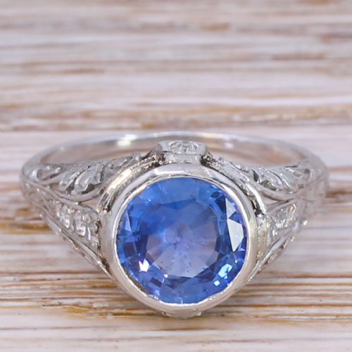 fig 1. Edwardian 2.14 Carat Sapphire Solitarie Ring, circa 1910