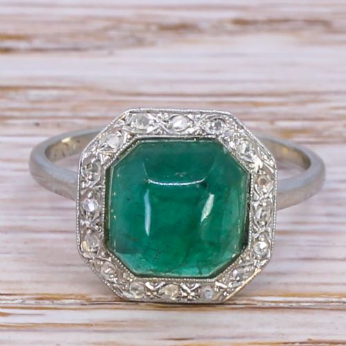 fig 1. Art Deco 2.31 Carat Cabochon Emerald Ring, circa 1935