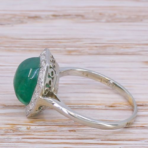 fig 2. Art Deco 2.31 Carat Cabochon Emerald Ring, circa 1935