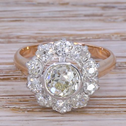 fig 1. Edwardian 1.84 Carat Old Cut Diamond Cluster Ring, circa 1910