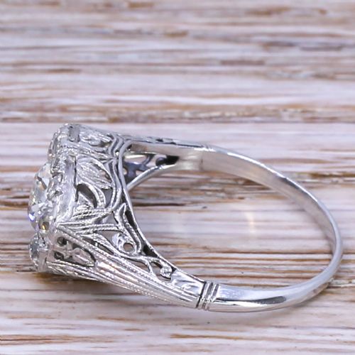 fig 2. Retro 1.45 Carat Old Cut Diamond Cluster Ring, circa 1950