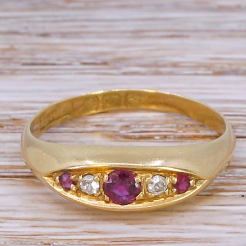 fig 1. Art Deco Ruby & Diamond Five Stone Ring, dated 1915