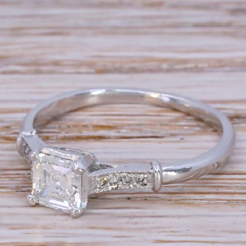 Art Deco 0.52 Carat Square Emerald Cut Diamond Engagement Ring, Circa 1925