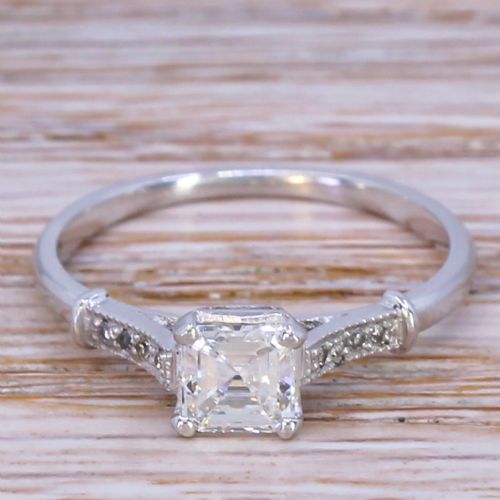 fig 1. Art Deco 0.52 Carat Square Emerald Cut Diamond Engagement Ring, circa 1925