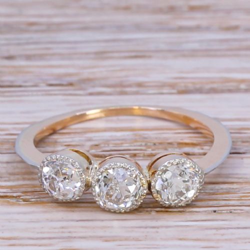 fig 1. Edwardian 1.16 Carat Old Cut Diamond Trilogy Ring, circa 1910