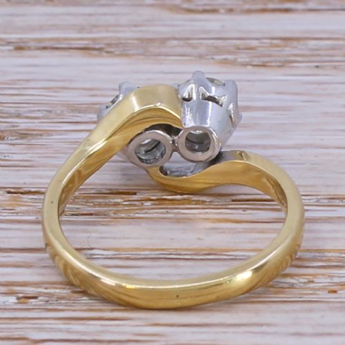fig 2. 0.97 Carat Old Cut Diamond Two Stone Ring, 18k Gold