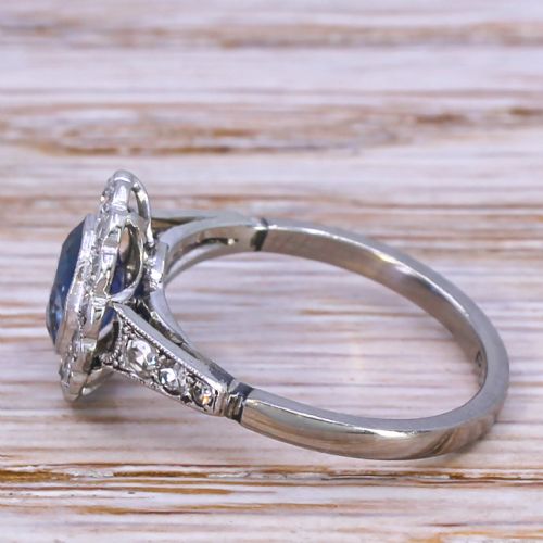 fig 2. Art Deco 1.10 Carat Sapphire & 0.60 Carat Diamond Cluster Ring, circa 1940