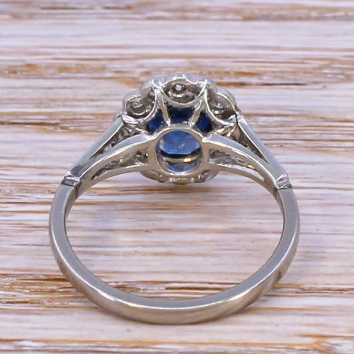 fig 3. Art Deco 1.10 Carat Sapphire & 0.60 Carat Diamond Cluster Ring, circa 1940
