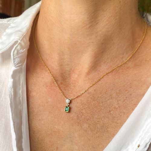 fig 1. Art Deco Colombian Emerald & Old European Cut Diamond Pendant, circa 1925