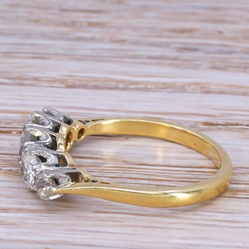 fig 2. Mid Century 0.86 Carat Old Cut Diamond Five Stone Ring, circa 1955