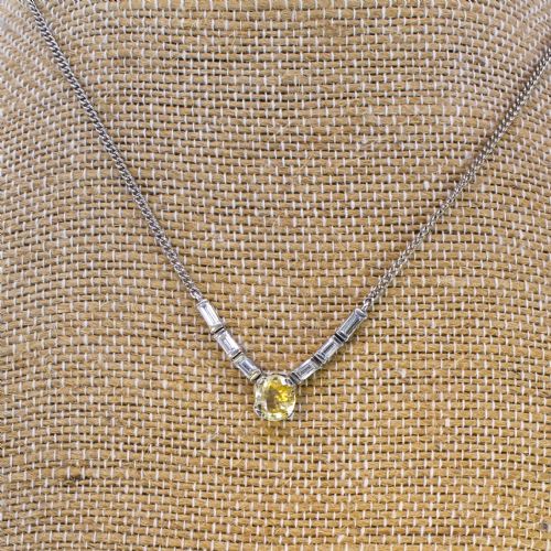 fig 2. Mid Century 1.53 Carat Ceylon Yellow Sapphire & Diamond Necklace, circa 1960