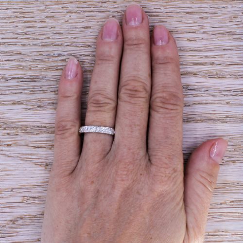 fig 1. Mid Century 0.83 Carat Transitional Cut Diamond Half Eternity Ring, circa 1955
