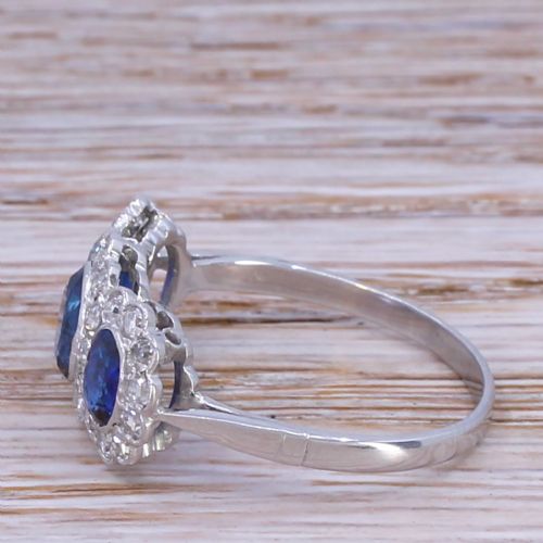 fig 2. Art Deco 1.70 Carat Sapphire & 0.76 Carat Diamond Triple Cluster Ring, circa 1935