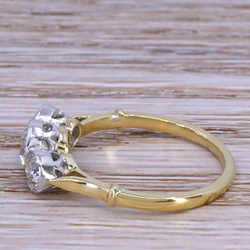 fig 2. Art Deco 1.12 Carat Old Cut Diamond Trilogy Ring, circa 1940