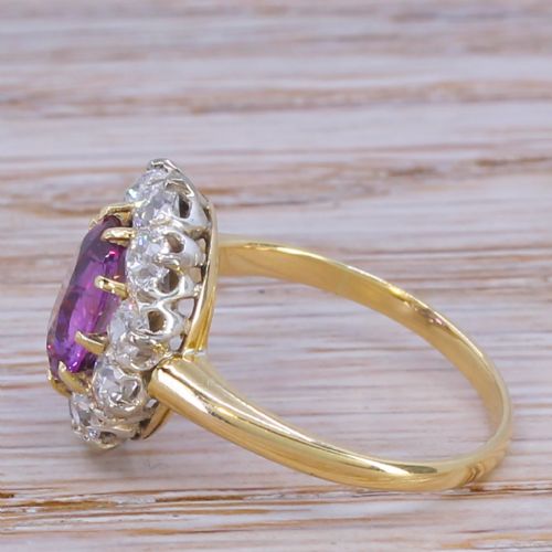 fig 2. Victorian 2.06 Carat Natural Pink Sapphire & Old Cut Diamond Cluster Ring, circa 1900