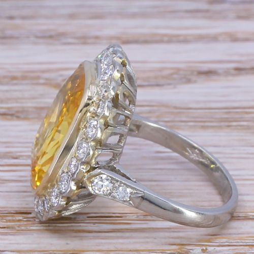 fig 2. Retro 14.48 Carat Ceylon Yellow Sapphire & Diamond Ring, circa 1950