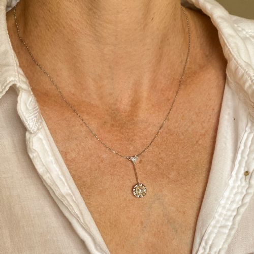 fig 1. Art Deco 0.74 Carat Old Cut Diamond Pendant, circa 1920