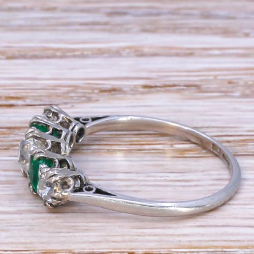 fig 2. Art Deco 0.86 Carat Diamond & 0.75 Carat Emerald Five Stone Ring, circa 1920