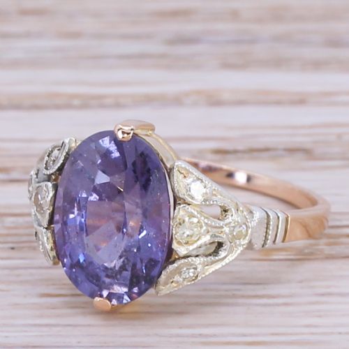 Art Nouveau Natural Purple Sapphire Solitaire Ring, Circa 1890