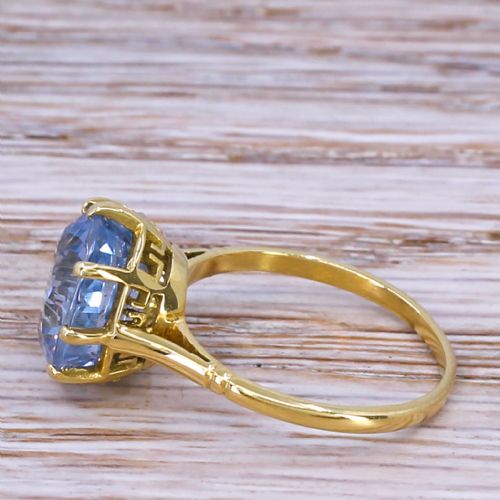 fig 2. Art Deco 5.35 Carat Natural Ceylon Sapphire Solitaire Ring, circa 1920
