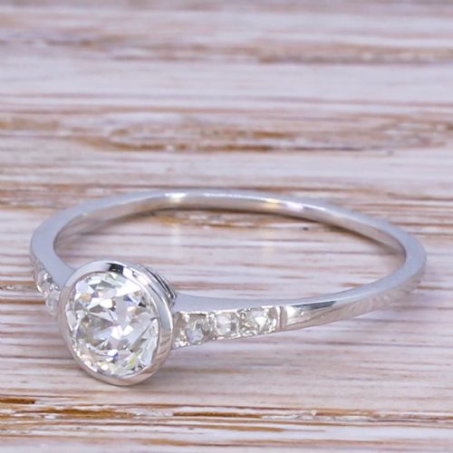 Art Deco 0.90 Carat Old Cut Diamond Engagement Ring, Circa 1940