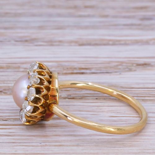 fig 2. Art Deco Pearl & Old Cut Diamond Cluster Ring, circa 1930