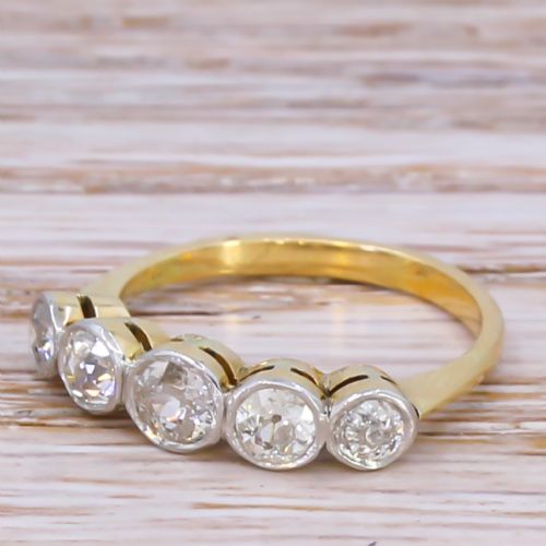 Edwardian 0.81 Carat Old Cut Diamond Five Stone Ring, Circa 1910