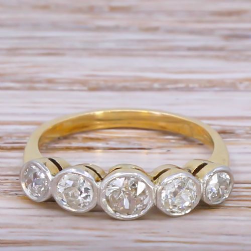 fig 1. Edwardian 0.81 Carat Old Cut Diamond Five Stone Ring, circa 1910