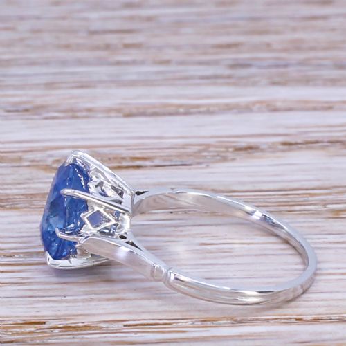 fig 2. Art Deco 4.95 Carat Natural Ceylon Sapphire Solitaire Ring, circa 1925