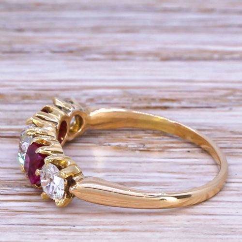 fig 2. Edwardian 0.78 Carat Diamond & 0.68 Carat Ruby Five Stone Ring, circa 1910